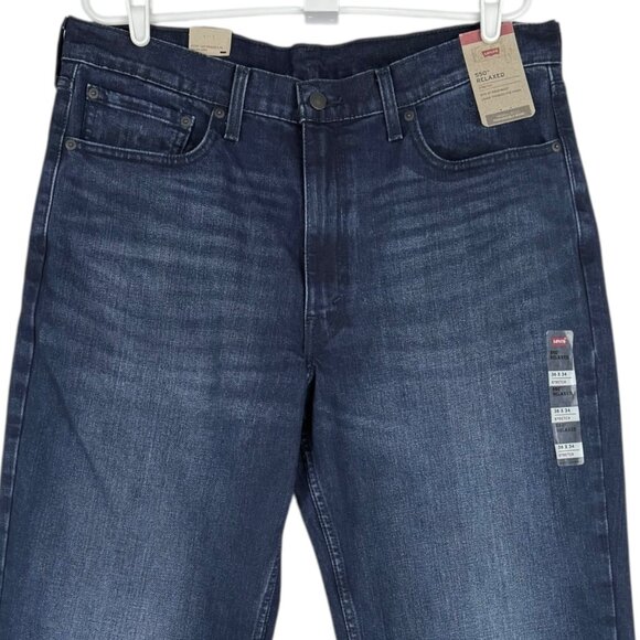 Levi's Men's 550 Relaxed Straight Stretch Blue Navy Denim Jeans 36x34 NWT - Picture 3 of 11